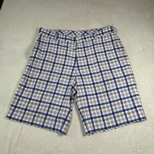 Nike Mens Dri - Fit Plaid Purple Golf  Putple Shorts Size 36 Athletic Flat Front